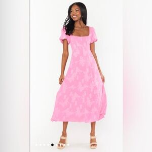 NWT Show Me Your Mumu, Mia Midi Dress, Pink Flora Clip